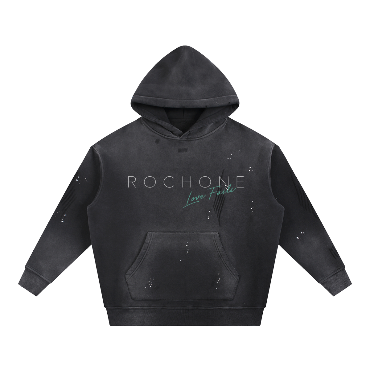 Rochone Love Fails Distressed Hoodie