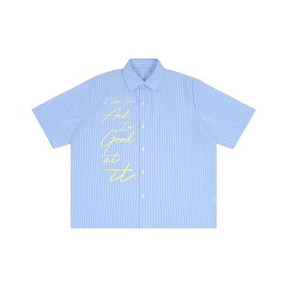 I Love Sex Photo Back-Print Striped Shirt